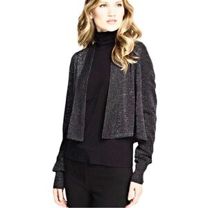 EILEEN FISHER Variegated Links Sparkle Knit Linen & Cotton Cropped Cardigan